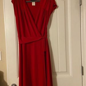 Women’s Tabloid Red Wrap Around Dress 1X